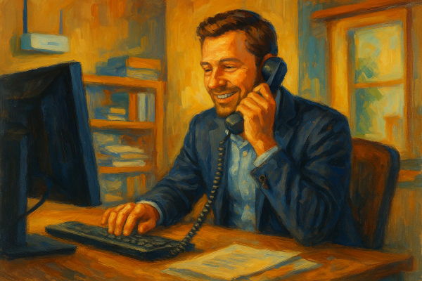 One Person alone in a Office